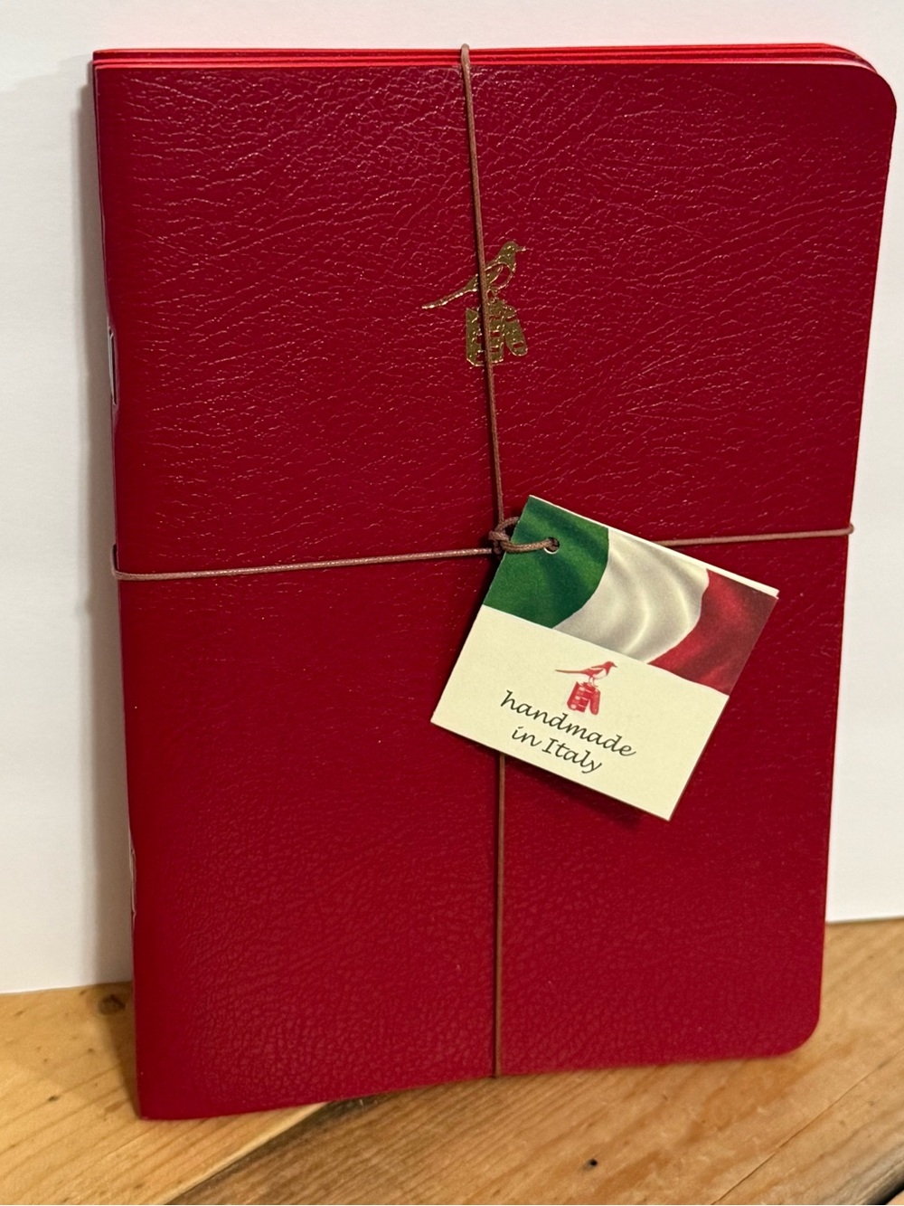Bieffe Handmade in Italy Red Leather Journal Notebook Trio Set NWT